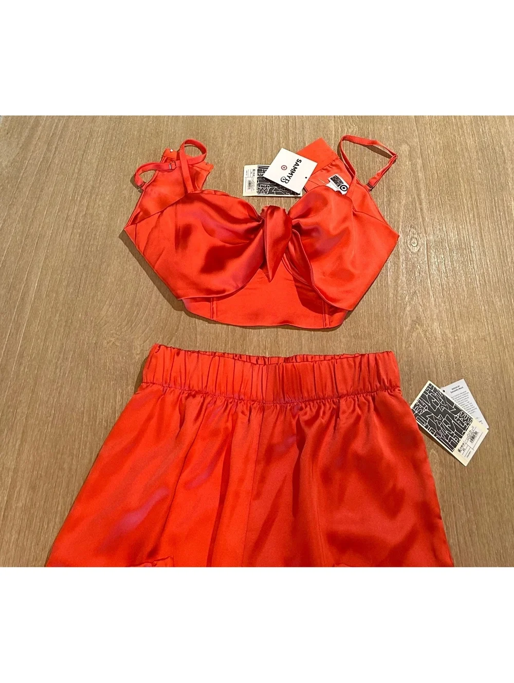 Sammy B Target Black History Month Orange Bow Top & Wide Leg Pants Set NWT XS